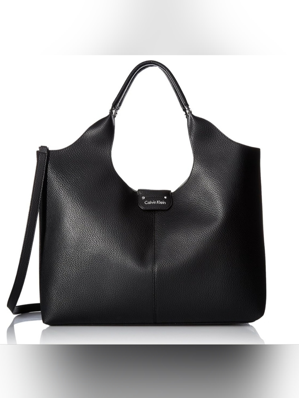 Calvin Klein Black Pebbled Large Faux Leather Tote